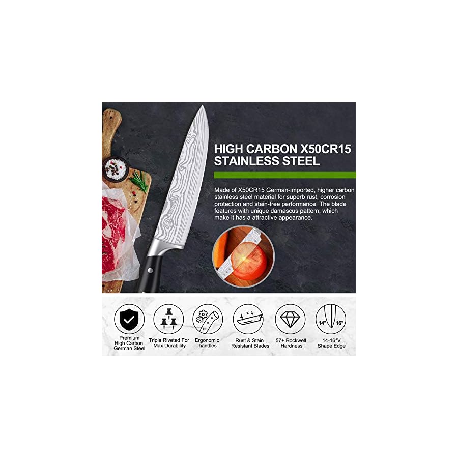 Knife-set-23-Pcs-Kitchen-Knife-Set-with-Block-Sharpener-Rod-High-Carbon-Stainless-Steel-Chef-knife-set-Ultra-Sharp-Full-Tang-Design Knife set, 23 Pcs Kitchen Knife Set with Block and Sharpener Rod, High Carbon Stainless Steel Chef knife set for kitchen, Ultra Sharp, Full-Tang Design