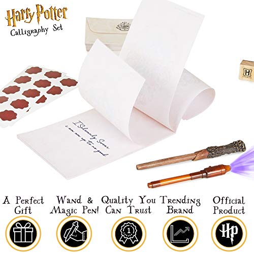 Harry Potter Gifts Kids Calligraphy Writing Set with Wand Pen, Invisible Ink, Hogwarts Envelopes, Stationery Kit Cool Collectible Keepsake Gift Box - Image 3