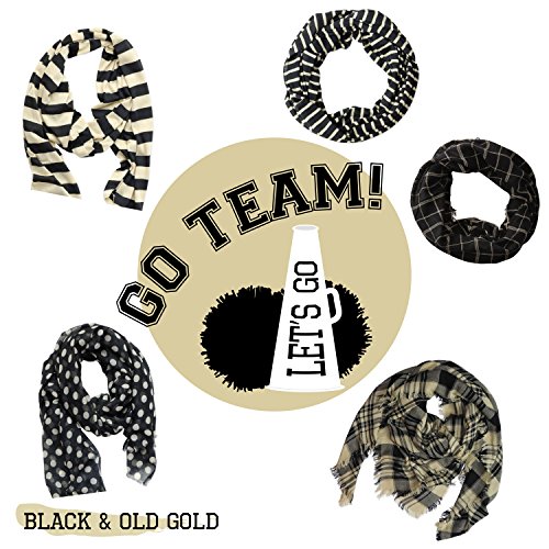 Hadley Wren Women's Lightweight Polka Dot Fashion Scarf, Black/Old Gold, 36X70 #TOP2