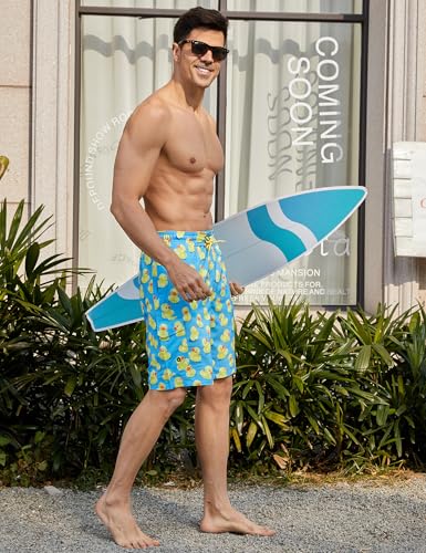 Men's Orange Solid High Rise Modern Swim Trunks with Compression Liner and Multiple Secure Pockets4