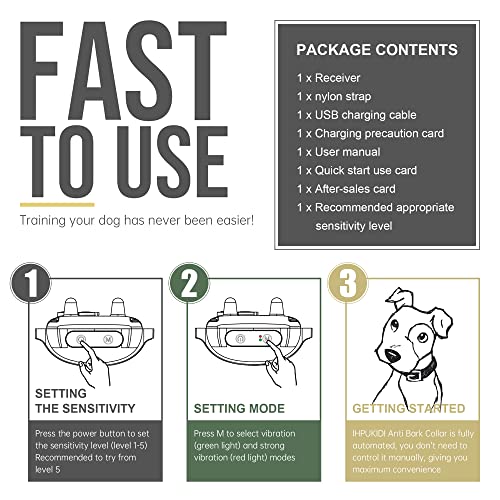 Anti Barking Dog Collars, Bark Collar Stop Dog Barking with Vibration & Beep Modes Harmless Training Dog Collar for Small Medium Large Dogs No Bark Collar Rechargeable IP67 Waterproof Humane - Image 6