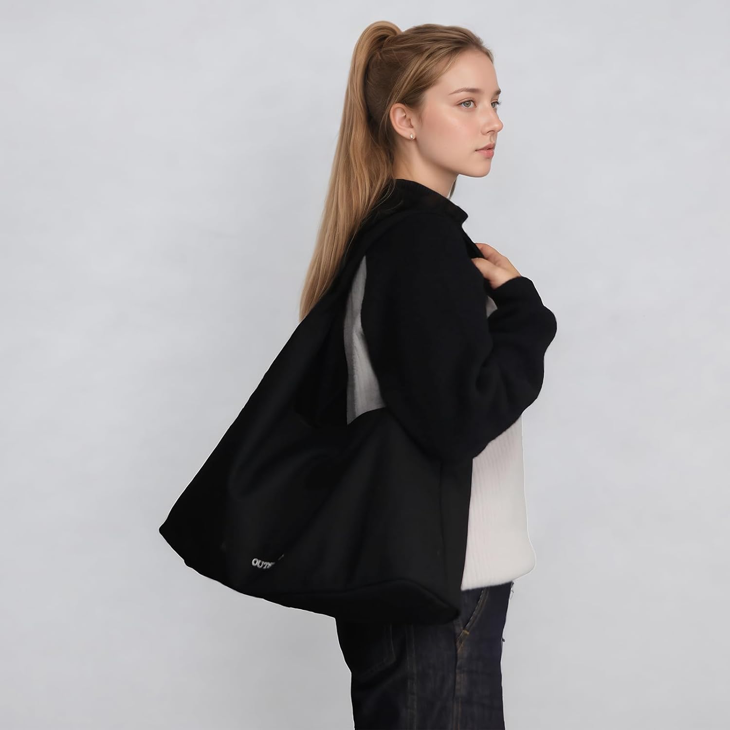 LLYLIU Large Canvas Tote Bag for Women Men Slouchy Shoulder Bags Hobo Purse Casual Commuting Work Handbag - Image 3