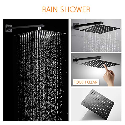 Rovate Shower Faucets Sets Complete Matte Black, 10 Inch Bathroom Rain Mixer Shower Combo Set, Shower Head System With Handheld, Shower Faucet Rough-In Valve Body And Trim Included #TOP2