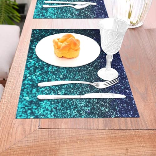 Set de table antidérapant résistant chaleur PVC lavable bleu x4