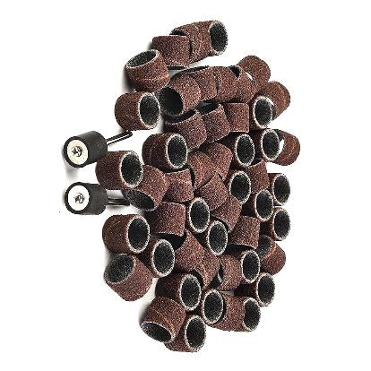 100Pcs 1/2 Inch 80 Grit Sanding Drum Sleeves Bands with 2 Mandrels, 1/8 Inch Shank Sanding Drum Kit for Dremel Rotary Tools, Wood Metal Plastic Polishing