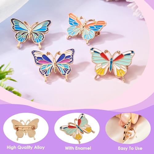 Image of Cheriswelry 4Pcs Butterfly Enamel Pins for Backpack Enamel Lapel Pins Bulk 28.5x34mm for Summer Decoration Jacket Hat Clothes Bags Shoes Accessories