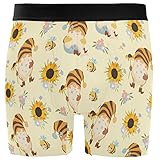 635 Boxershorts Herren 2Er Pack Gnom Biene Sonnenblume Herren Unterhosen Weich Männer Boxershorts Bunt Männer Unterwäsche Unterhosen XXL