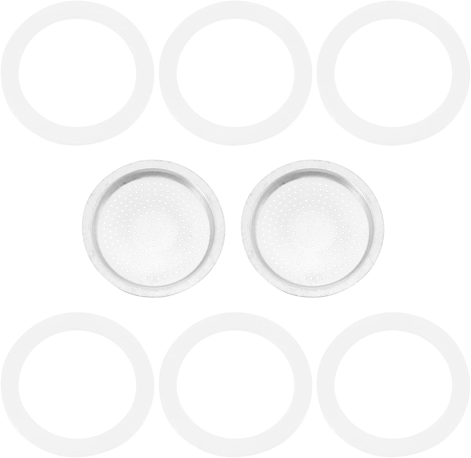 Hemoton 8pcs coffee pot accessories replacement gasket brew head coffee machine gasket coffee maker espresso coffee maker ring Stainless Steel Coffee Filter Mesh tool Italian
