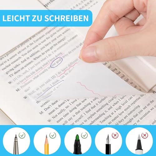 Zegnuem Transparente Haftnotizen, Transparent Durchsichtige Sticky Notes Notizzettel Repositionable Clear Memo Pads, Self-Adhesive Erasable 450 Blätter (76x50mm/76x76mm/76x100mm)