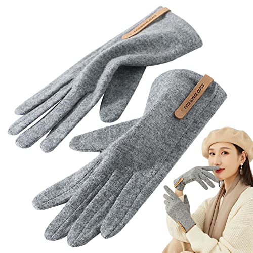 Luvas de inverno com tela sensível ao toque para mulheres,Luvas para Tempo Frio com Forro Quente - L