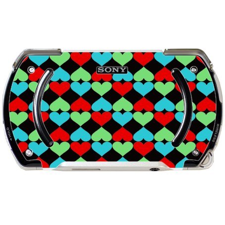 Retro Colored Hearts Vinyl Decal Sticker Skin by ElitePrinting for PSP Go