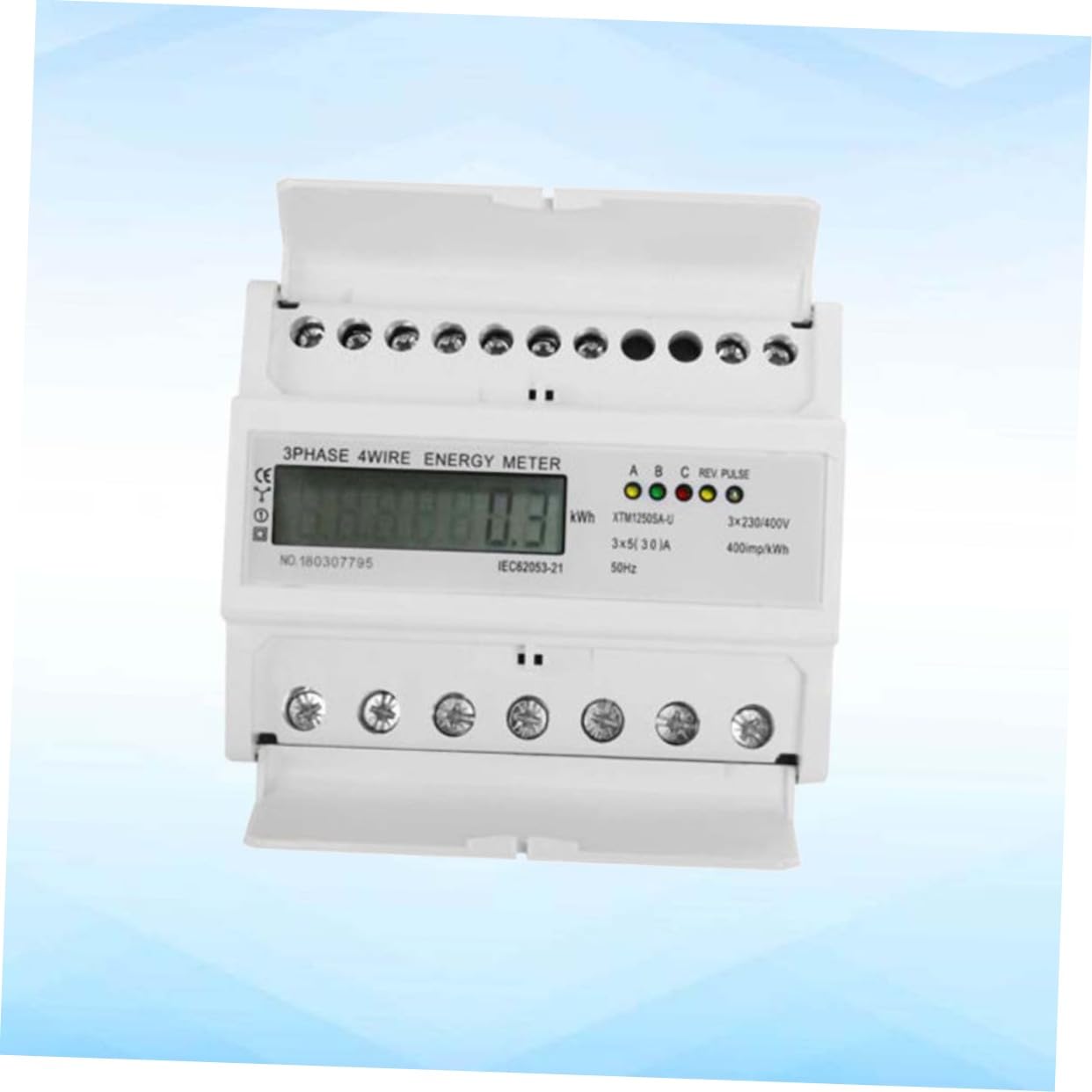 Housoutil 30a Misuratore di Energia Elettrica Trifase Display Lcd Voltmetro e Wattmetro su Rotaia Xtmsa-u per Circuiti