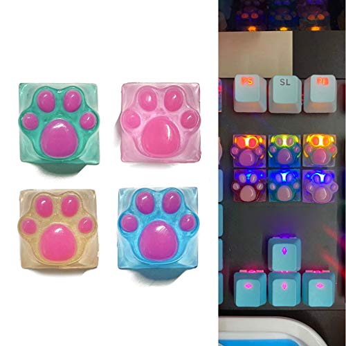 Cat Paw Keyboard Keys, Personality Cute Oem Resin Gaming Keycaps Machinery Keyboard Keycaps, Rgb Translucent Resin Keycaps For Cherry Mx Switches #TOP4