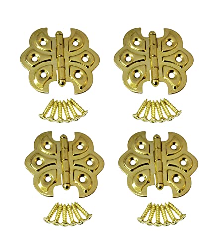 Qcaa Butterfly Hinge, For Cupboard Door, 4 Pack, Brass Plated, Made In Taiwan #TOP3