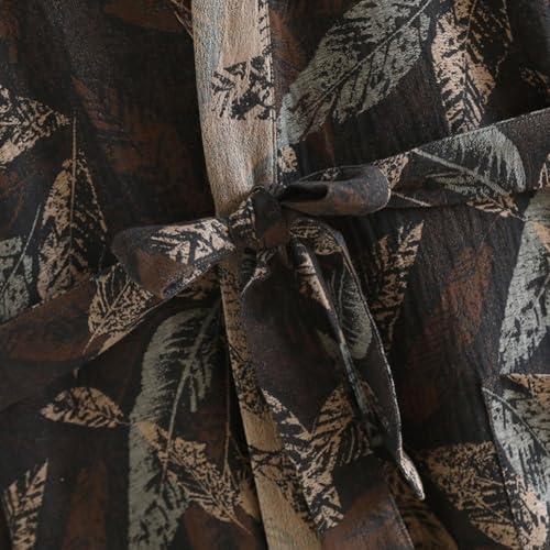 Pijama de algodón para hombre tipo kimono con estampado de hojas 4