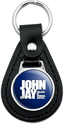 GRAPHICS & MORE John Jay College of Criminal Justice Primary Logo Black Leather Keychain