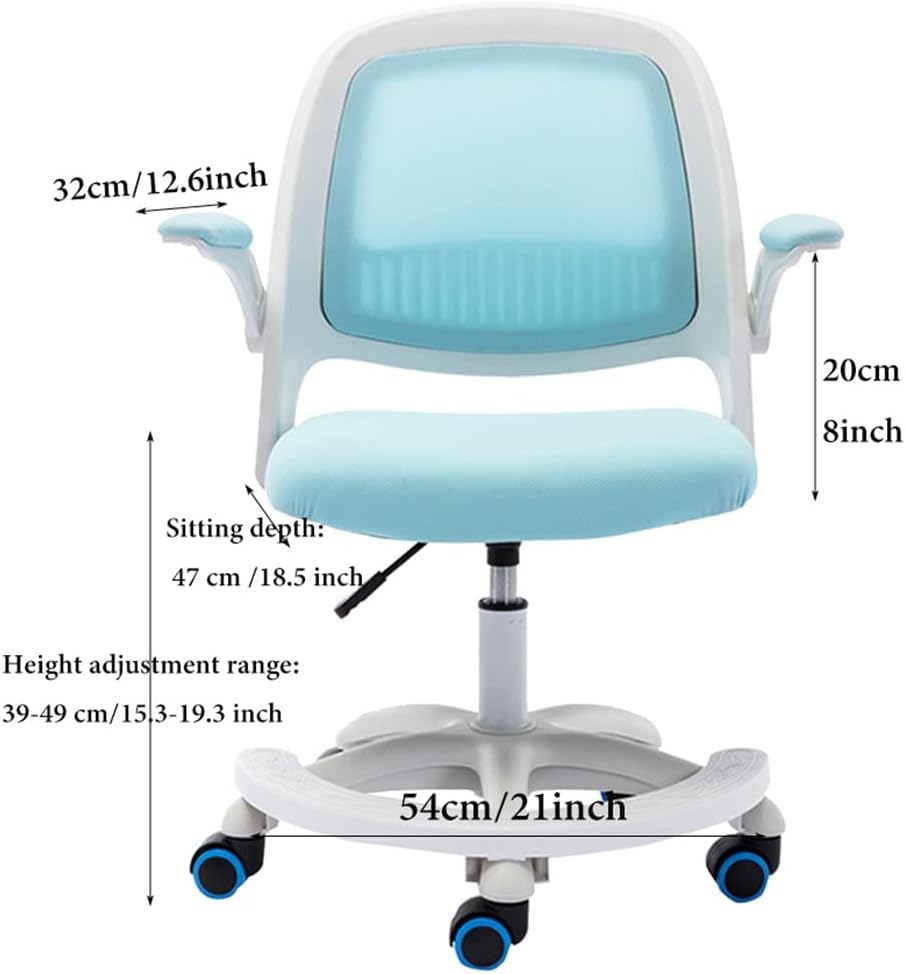 GIZNXBA Kids Task Chair Adjustment Ergonomic Kids Desk Chair with Foot Rest, Home Office Swivel Mesh Chair, Child Computer Desk Chair with Flip-Up Armrests for Kids,Teen (Color : /Pink)