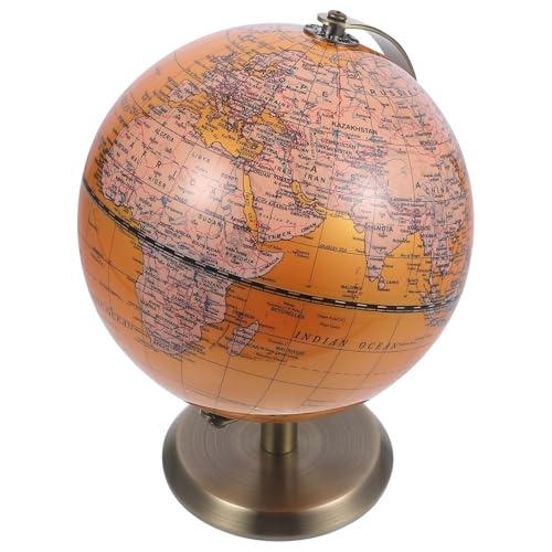 HONITANO Globo Terráqueo Decorativo de Escritorio Estilo Europeo Esfera de ABS y Aleación Diseño Telúrico Amarillo Perlado Adorno Educativo para Hogar y Oficina 1 Pieza