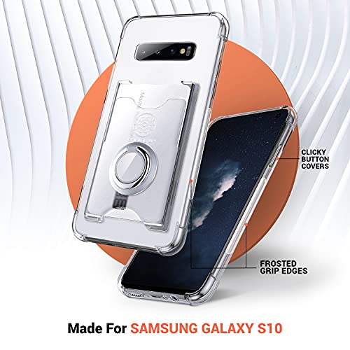 Shields Up for Samsung Galaxy S10 Case, Galaxy S10 Case, Minimalist Wallet Case with Card Holder [3 Cards] & Ring Kickstand/Stand, [Drop Protection] Slim Protective Cover for Samsung S10 - Clear by Shields Up - Image 8
