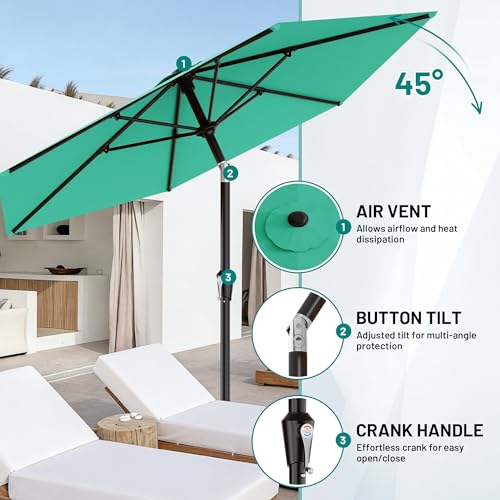 AreShark 10 FT Patio Umbrella for Outdoor, Outdoor Table Umbrella with Push Button Tilt and Crank, Outdoor Patio Umbrellas with 6 Sturdy Ribs, Patio Umbrellas for Market, Garden, Pool (Apple Green) by AreShark - Image 2