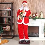 zmwlzmdp 71" Life Size Dancing Santa, Animated Dancing Santa with 8 Music, Electric Dancing Santa Claus, Santa Claus Playing Saxophone with Swinging Hat, for Garden, Party, Christmas