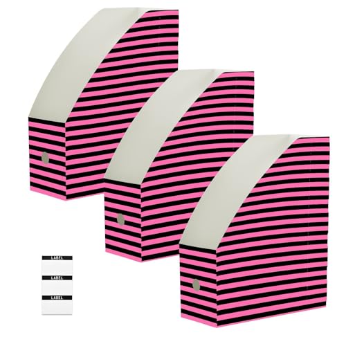 Lot de 3 dossiers pliables pour magazines taille légale, organiseur de papier à rayures horizontales