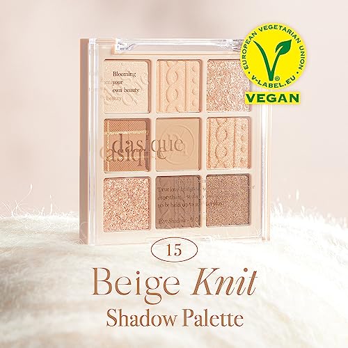 Dasique Shadow Palette #15 Beige Knit L Vegan, Cruelty-Free L 9 Blendable Shades In Smooth Matte And Shimmer Finishes With Gorgeous Pearls #TOP1
