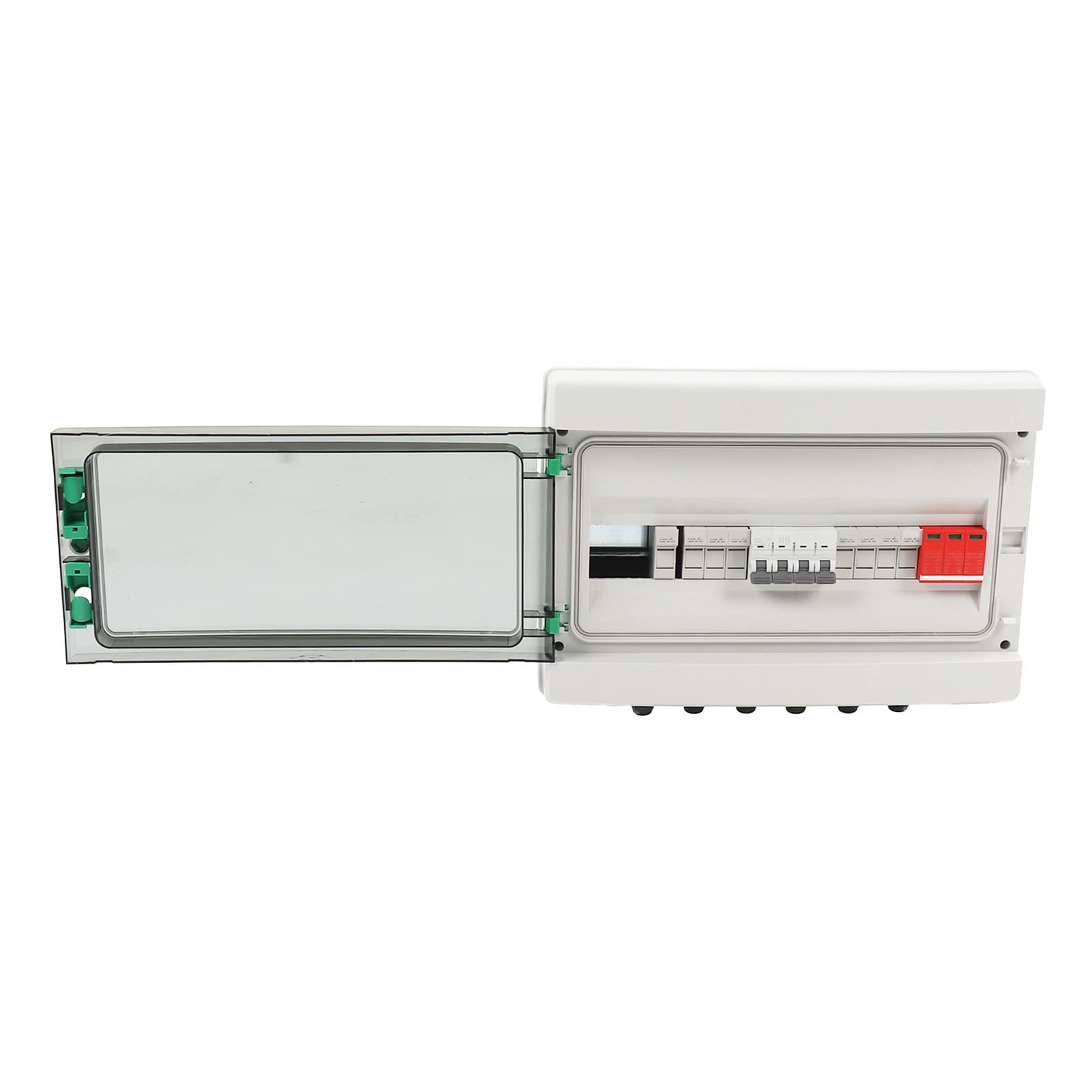 Yosoo Health Gear Skrzynka Przyłączeniowa DC PV Skrzynka Przyłączeniowa z PVC 1000 V 4 Wejścia 1 Wyjście IP65 Montaż Naścienny z Bezpiecznikiem DC Ochrona Przeciwprzepięciowa Łatwe Okablowanie dla