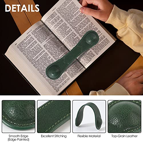 Image of KINIVA Leather Weighted Bookmarks Book Weight Page Holder for Reading,Book Open Holder for Kids Adult,Gifts for Reader (01 Green)