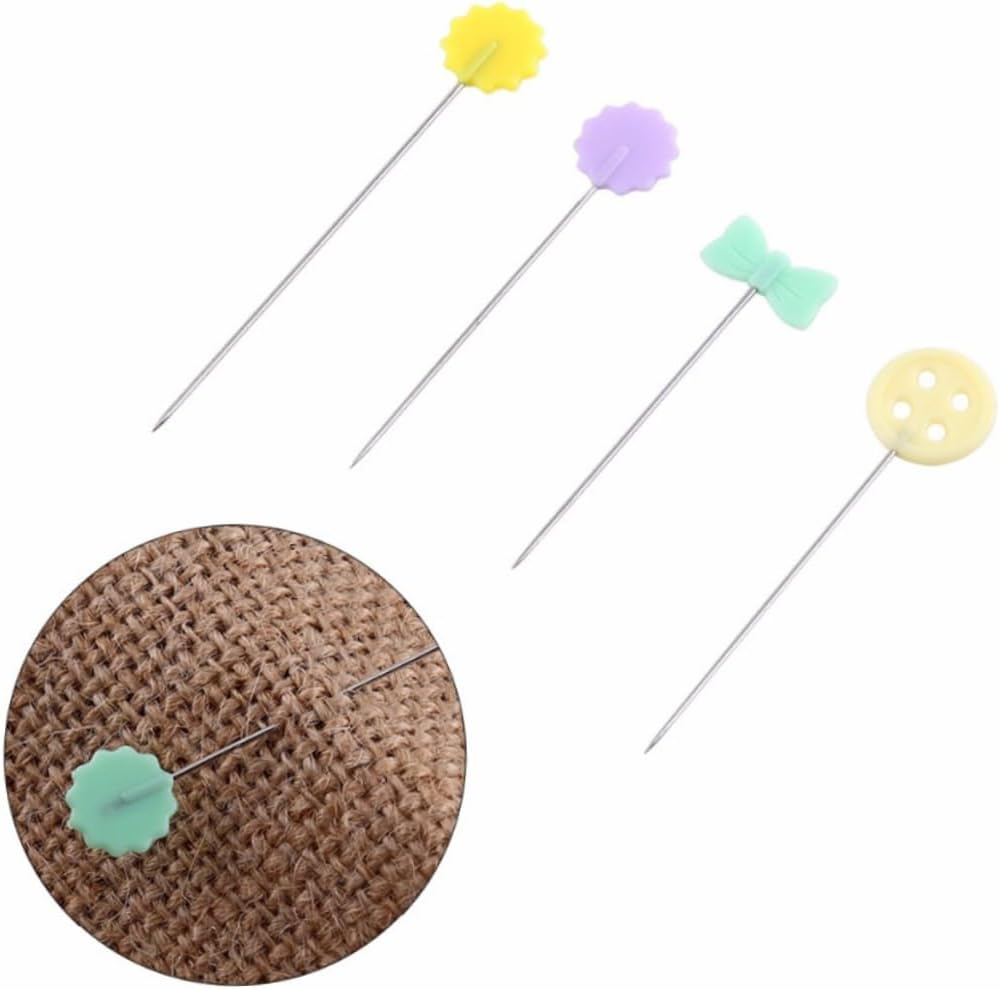 DOITOOL 100Pcs Flat Button Head Pins for DIY Sewing Crafts Bow Tie Straight Pins for Dressmaking Quilting and Craft Projects
