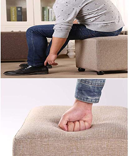 Petit repose-pieds en lin avec tabouret rembourré bois massif et siège de remplacement amovible