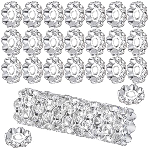 100 Pcs Rhinestone Beads, 12mm Bulk Beadable Spacer Beads, Diamond Crystal Bead for Beadable Pens DIY Pen, Bracelet, Jewelry Making, Craft Supplies