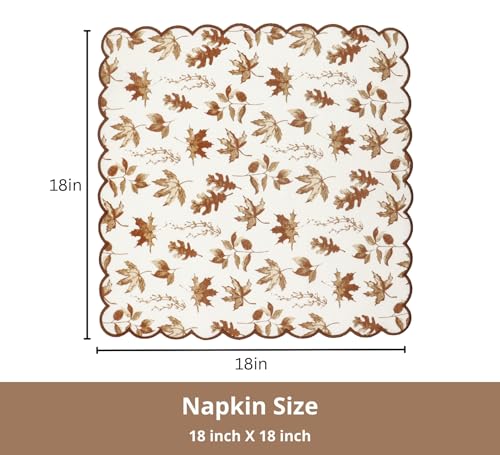 Image of PurpleEssences Scalloped Cloth Napkins 18x18 in - Aurelia Edges Rust