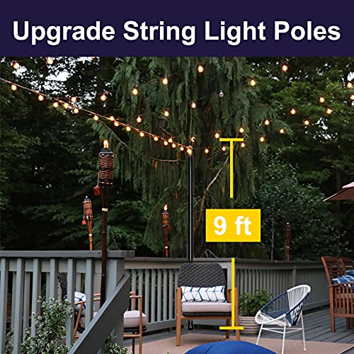 Sdmetei String Light Poles For Outside, 2 Pack Outdoor Metal Lighting Pole With Bracket Kit,110 Inch Light Post For Patio Railing, Deck, Fence, Backyard, Parties, Wedding… #TOP5