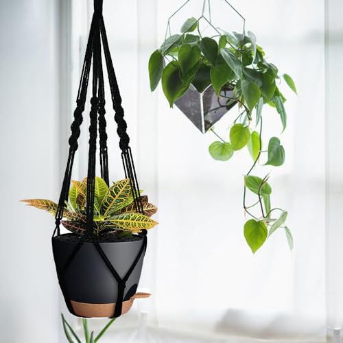 Bouqlife 3 Pack Self Watering Hanging Planters Macrame Plant Hangers With Indoor Flower Pots thumb #5