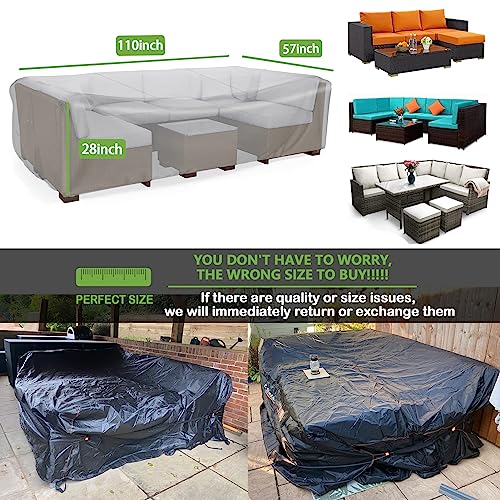 Enzeno Patio Furniture Set Cover, Outdoor Sectional Sofa Couch Set Covers Waterproof, Garden Dining Table Chair Set Cover Outside Rectangular Heavy Duty Weatherproof 110" L x 57" W x 28" H Black…