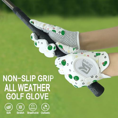 Kids Golf Glove Left Hand Value 1 Pack, Breathable Grip Soft Comfort Elastic Fabric Golf Gloves for Boys Girls Junior Youth Tooddler Pink Age 3-13