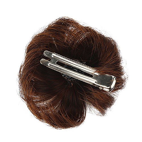 Hair Extension Clips For Women Curly 2 Pcs Sweet Baby Girl Curl Natural Hairpiece Clip Wig Hair Ring Bun Doll Head With Natural Hair (Ight Brown, One Size) #TOP1