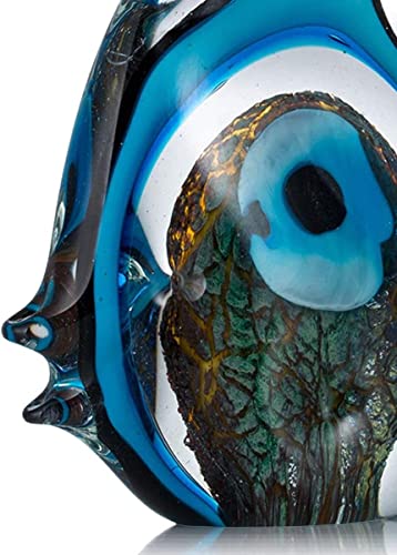 Blue Stripe Tropical Fish Glass Sculpture Home Tabletop Decoration, Christmas Birthday Gift #TOP6