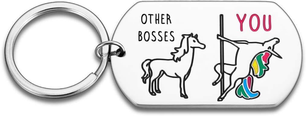 Funny Boss Gifts for Men Women Office Mentor Manager Supervisor, Unicorn Boss Lady KeychainÃ‚ for Going Away Celebration Appreciation Trophy Pendant