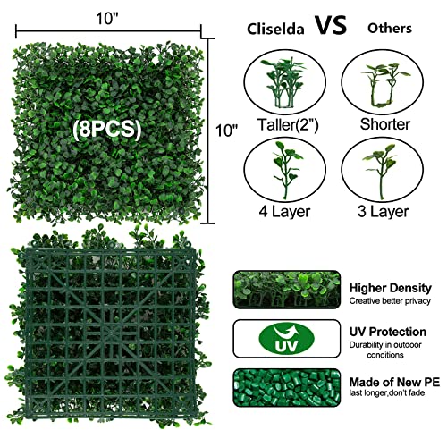 Cliselda-Grass-Backdrop-Wall-Panels-8PCS-10×10-Artificial-Boxwood-Hedge-Greenery-Wall-Panels-Privacy-Hedge-Screen-Faux-Boxwood-for-Indoor-Outdoor-Plant-Wall-Decor Cliselda Grass Backdrop Wall Panels 8PCS 10×10 Artificial Boxwood Hedge Greenery Wall Panels Privacy Hedge Screen Faux Boxwood for Indoor Outdoor Plant Wall Decor