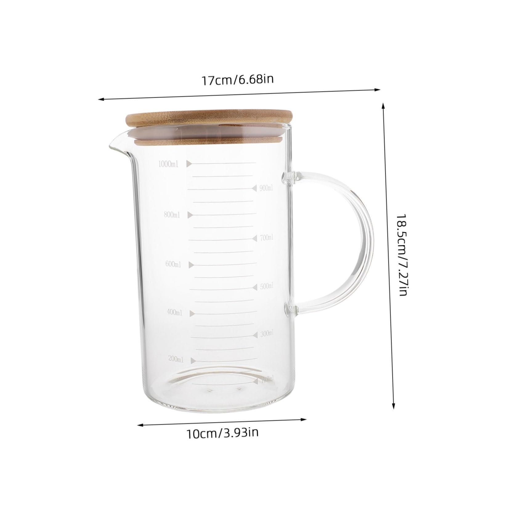 GLEAVI Verre Doseur Avec Couvercle Et Poignée Tasse à Mesurer Multifonction Avec Bec Verseur Pour Cuisine Le Café Le Jus Et Autres Liquides