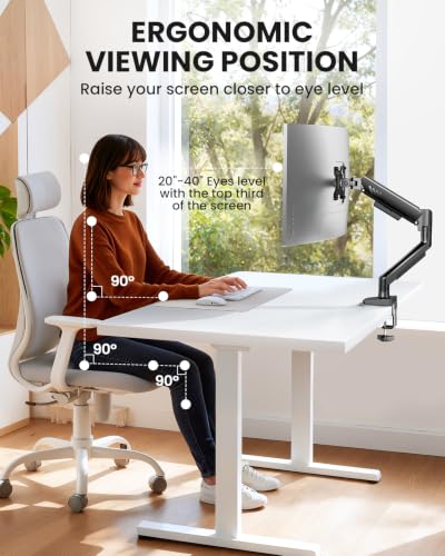 Image of ErGear Single Monitor Arm, Fully Adjustable Monitor Mount for 13-34 Inch Screens, Fast Install Computer Monitor Stand with Tool-Free VESA Mount, Cable Management, Holds 19.8 lbs, Max VESA 100x100mm