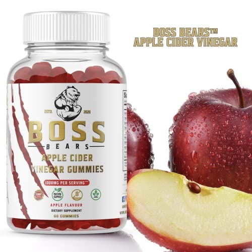 Boss Bears Apple Cider Vinegar Gummies, Chewy Apple Flavor, Increases Energy, Boost Skin Health, Full Gram Of Acv Per Serving, Gluten Free, Supports Healthy Gut And Heart (30 Servings, Apple Flavor) #TOP4