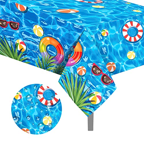 peony man 2 Pieces Pool Party Tablecloth Plastic Summer Table Cov...