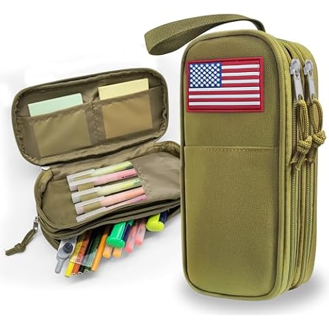 Fitvc Tactica Pencil Case for Boys,Large Boys Pencil Pouch with Zipper Compartments, Big Capacity Pencil Box Pen Bag Organizer for School College Office Kids Teen Boy Men Adult Cover