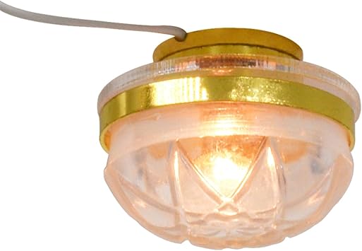 iLAND Dollhouse Accessories of Dollhouse Lights Celestial Gold Ceiling Lamp w/Plug & Hook and Loop Dots, Star Light Modern Miniature Lamp Mini House Lighting Fit 1/12 Scale Miniature Furniture Decor