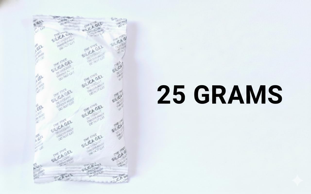 KDeX Silica Gel 25gm Pouch 20 pcs Pack, 500 Grams Pack, Dehumidifier Silika Gel Bags for Cupboard, car, Bedroom, Camera, Lenses, Shoes, Moisture, Room Kitchen, Wardrobe, Moisture absorbents sachets 1