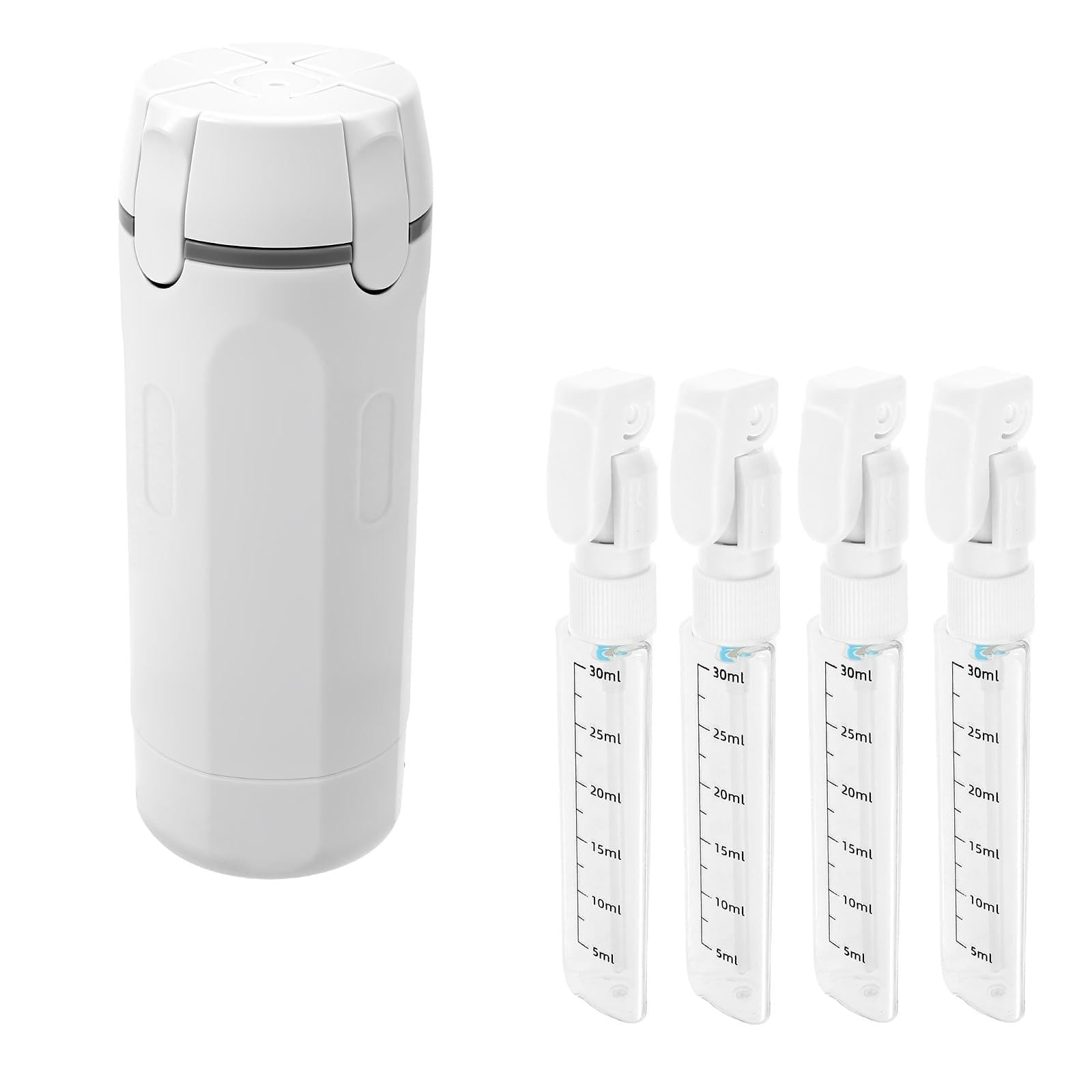 4 In 1 Travel Bottle Dispenser, Travel Bottles for Toiletries with Scale and Label, Refillable Leak Proof Squeeze Bottle, No Spill Container for Shampoos Conditioner Lotion Liquid Cream Toiletries