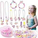 Unicorn Craft Gifts for Girls, 800+ Piece Beads Toys Set for Kids, DIY Arts Jewelry Making Kit for...